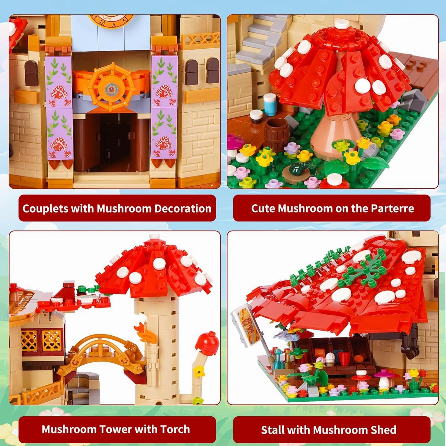 Building Blocks Set, Mushroom Inn Bricks Toys,Building Blocks Kit, Gift for Christmas, Birthday, New Year