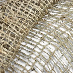 Burlap Natural Jute Netting – 48" Wide Biodegradable Mesh Fabric for Erosion Control, Mulch Retention, Landscaping, Fishing Net Decor, Pirate and Ocean Party Decorations, and DIY Crafts, 30 Ft