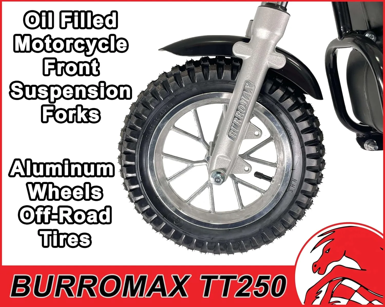 Burromax TT250 Electric Dirt Bike for Kids, 250w 24v 7ah, 2 Speeds, 14 Mph, Up to 150lb Rider, Off-Road Electric Mini Bike