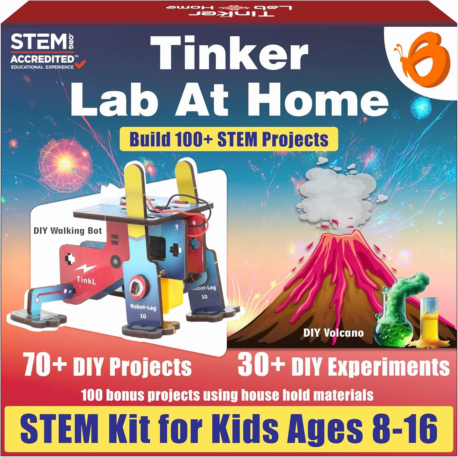 Butterfly Edufields 200  Jumbo STEM Projects Kit for Kids Age 12-14 | Engineering & Science Experiments for 8-12 Year Olds | Electronics Circuits | Best Birthday Gift for Kids Age 12-14