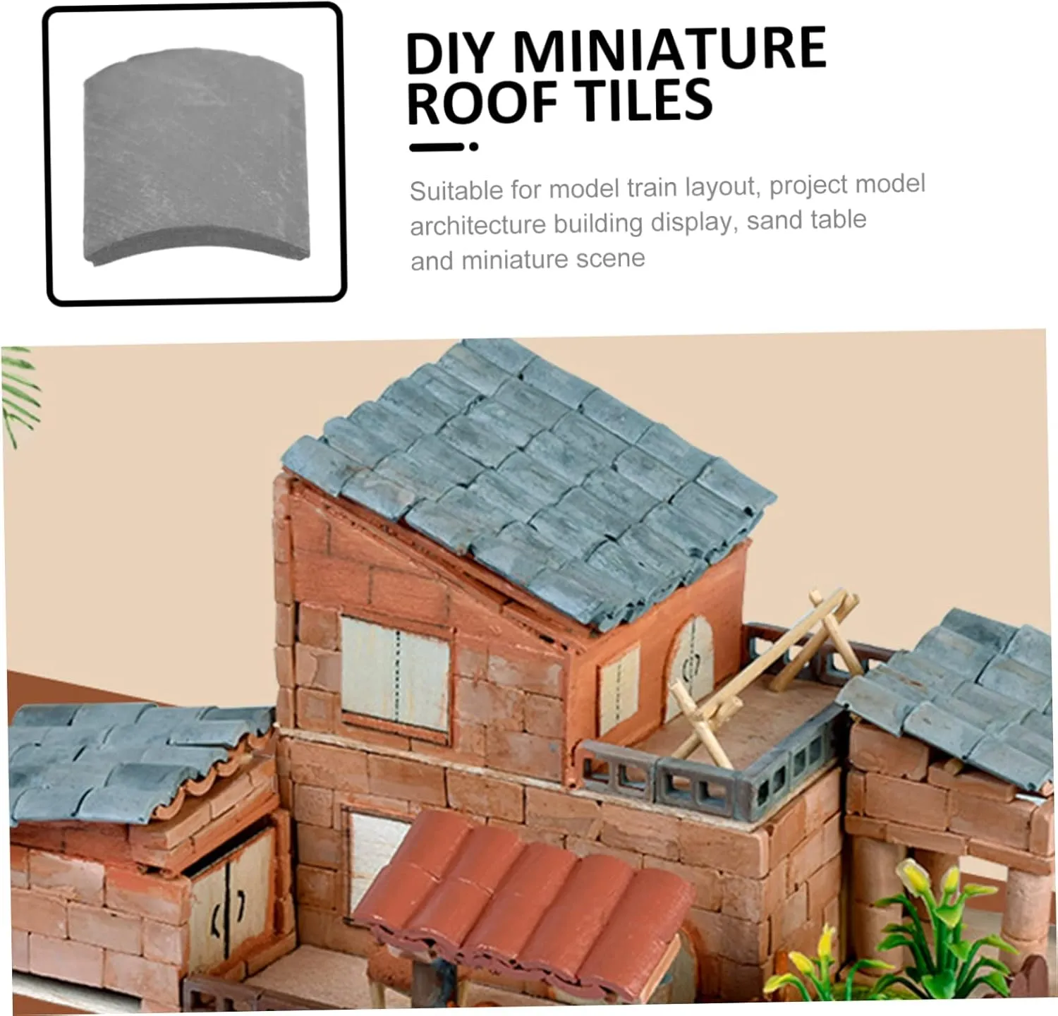 Cabilock 280 pcs mini Bricks Toys Decor Roof Tiles Props Fake Roof Tiles Models Simulation Roof Tiles Mini House Roof Tiles Micro Landscape Roof Tiles Model Material Sand Table Clay