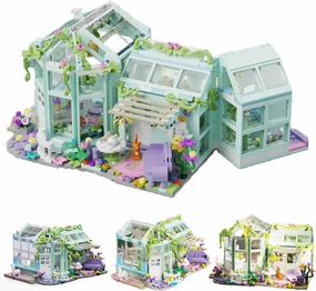 CAEROKEERL，Flower House Building Set， Garden Mini Block Toy with LED Lights，Nice Gift with Beautiful Box for Girls，8-12 and Building Blocks Lover (782 Pieces).