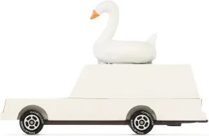 CANDYCAR® Wooden Diecast Collection - White Swan Wagon, Premium Handcrafted Beech Wood Toy Car