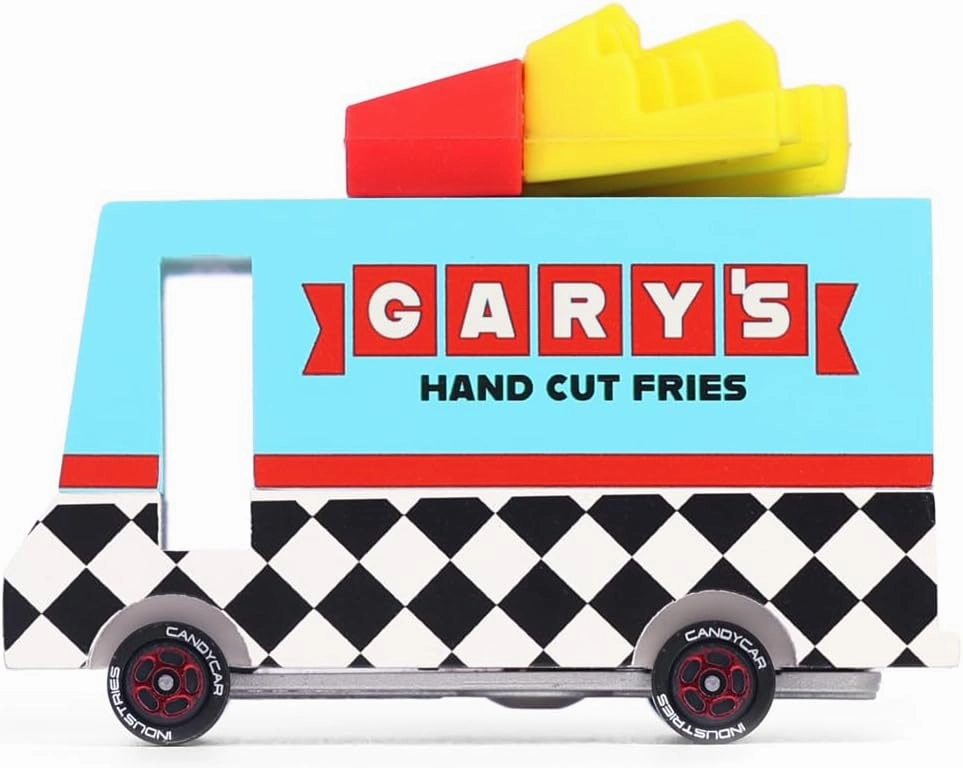 Candylab Toys CANDYCAR® Wooden Food Truck Collection - French Fry Van, Premium Handcrafted Beech Wood Toy Car