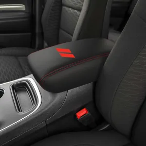 Car Center Console Armrest Cover for Dodge Durango 2011 2012 2013 2014 2015 2016 2017 2018 2019 2020 Leather Anti-Scratch Central Box Lid Protector Cushion Interior Accessories-Red Stitches