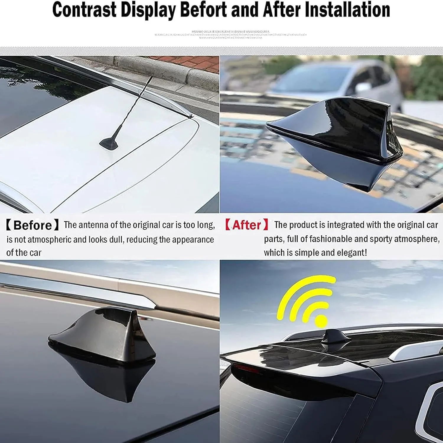 Car Shark Fin Antenna Cover for Buick Excelle 2013-2024,Vehicle Shark Fin Shape Cover with Adhesive Tape, Antenna Replacement Fits Most Cars,Gold
