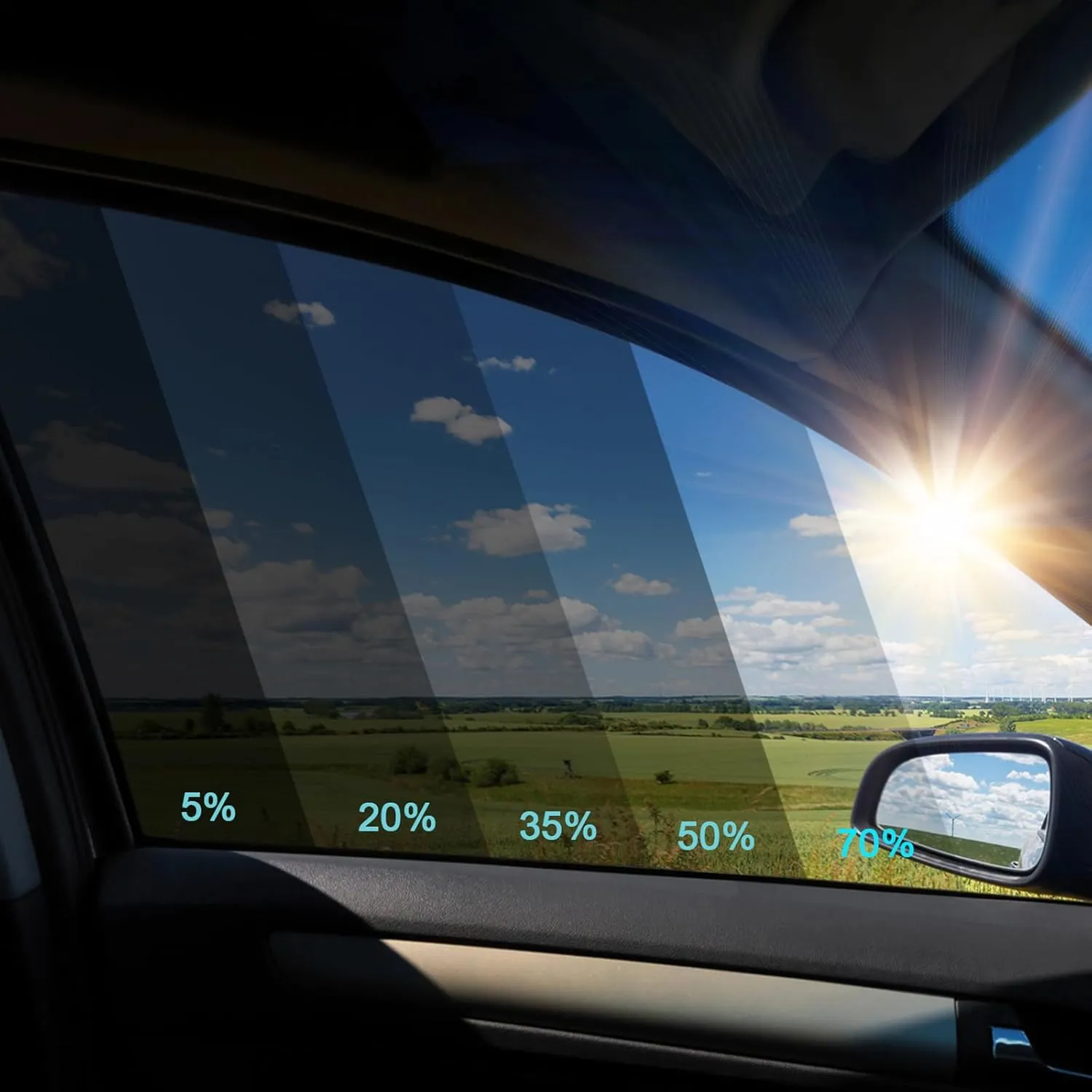 Car Window Tint Window Privacy Film, Car Shade Front Windshield, Heat & UV Block and Scratch Resistant, Blackout Window Film Auto Car Windshield Sun Shade Roll