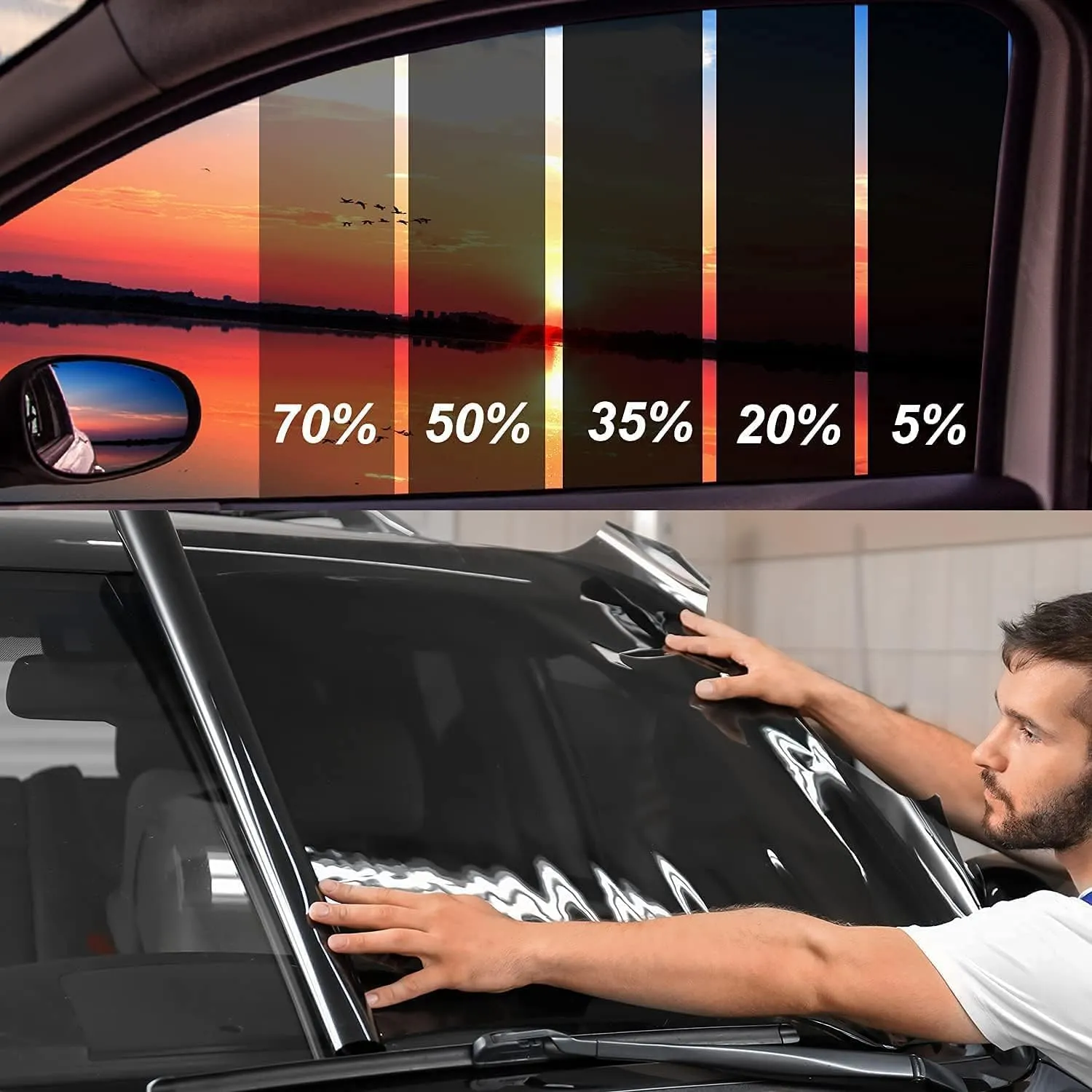 Car Window Tint Window Privacy Film, Car Shade Front Windshield, Heat & UV Block and Scratch Resistant, Blackout Window Film Auto Car Windshield Sun Shade Roll