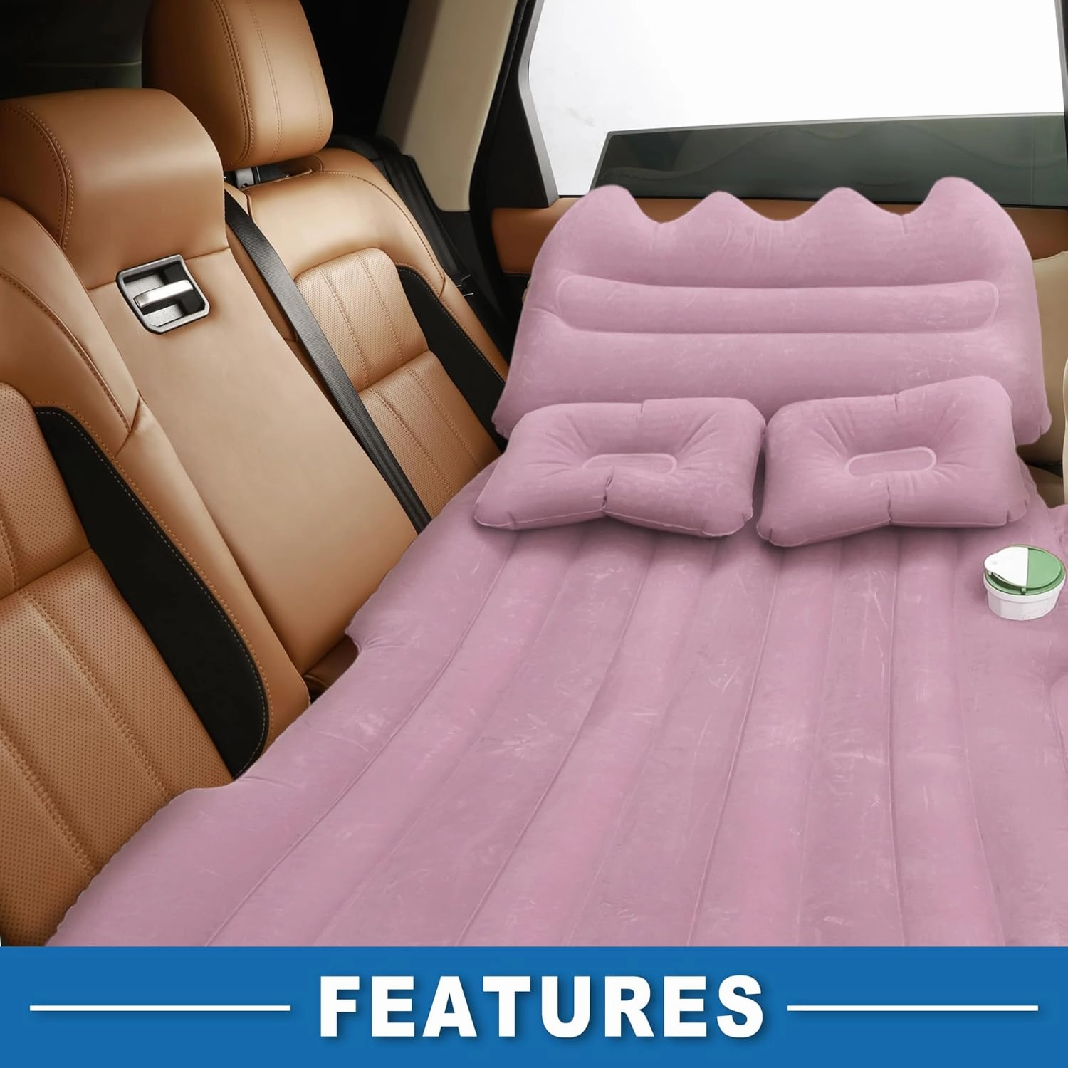 Car Air Mattress Sleeping Mat Comfortable 50.39"x30.31"x5.91" Back Seat Bed Camping Air Mattress Bed with Pillows for Car SUV