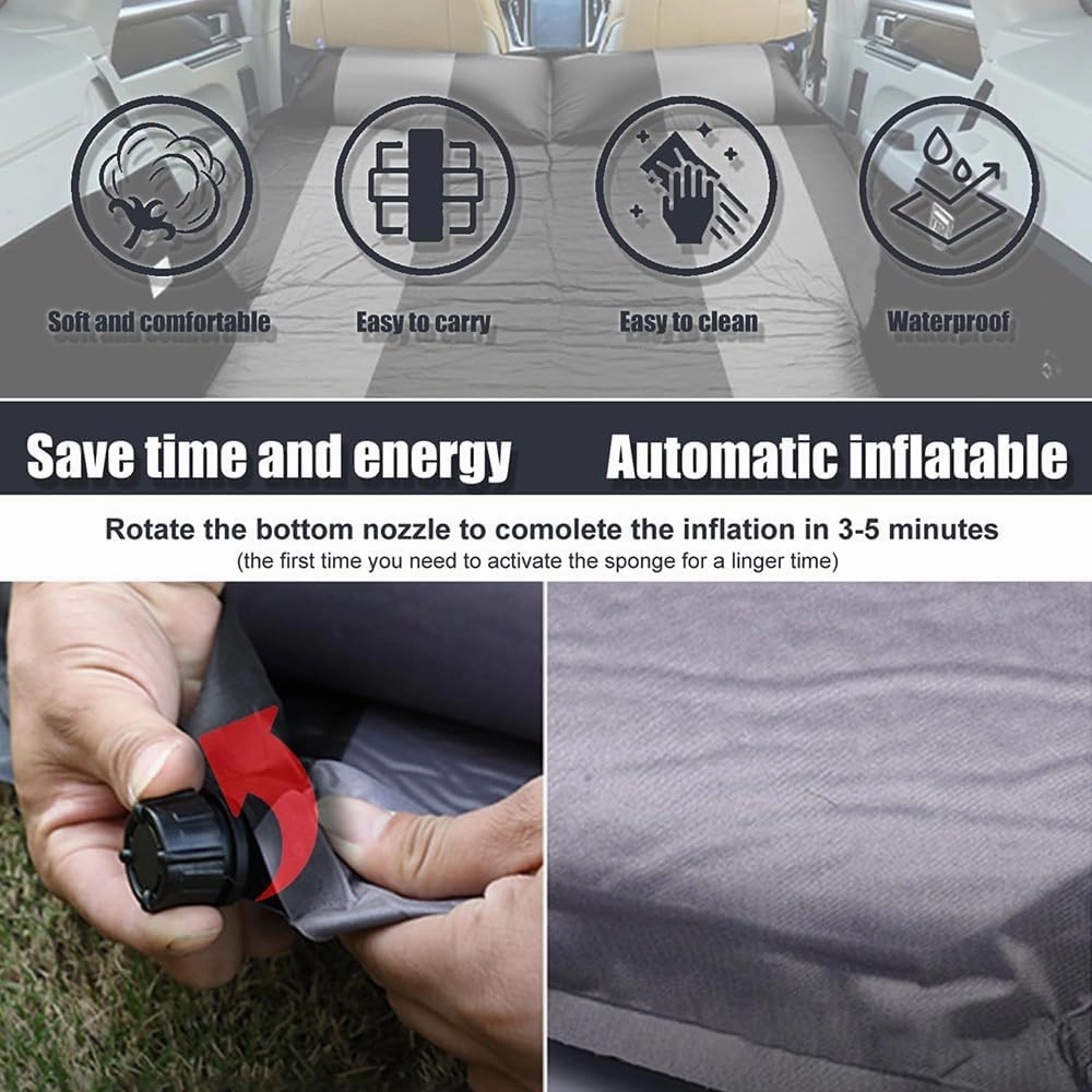 Car Automatic Inflatable Bed for Hyundai New Santafe 7seats 2006 2007 2008 2009 2010, Portable Movable Thickened Trunk Sleeping Bed Outdoor Camping Hiking Air Mattress,Red
