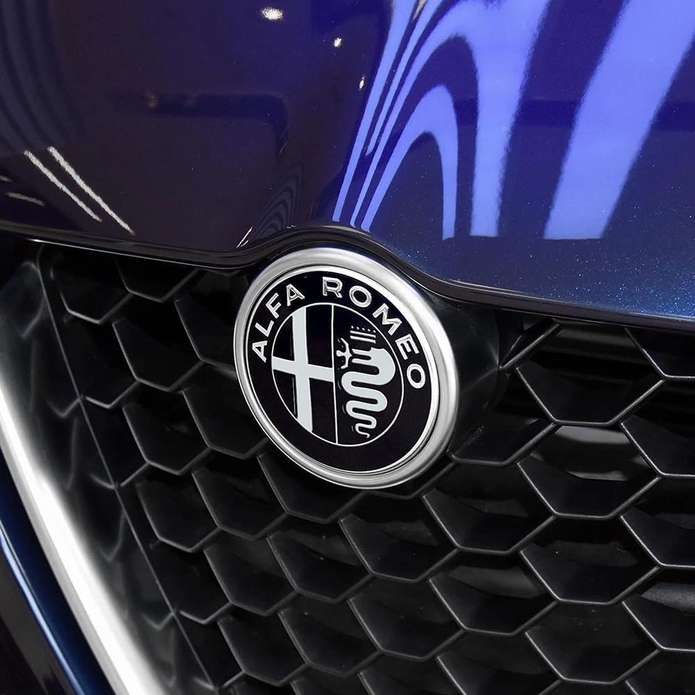 Car Logo Emblem for Alfa Romeo 147 156 159 166 Giulietta Mito Stelvio Giulia,Durable Stylish Badge Easy Adhesive Installation Sticker Self Decorative Badge Decal Body Styling Fittings Parts