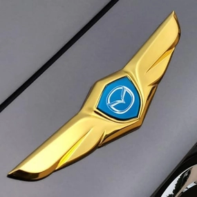 Car Logo Emblem for Mazda 2 Biante MX-5,Durable Stylish Badge Easy Adhesive Installation Sticker Self Decorative Badge Decal Body Styling Fittings Parts,Metallic