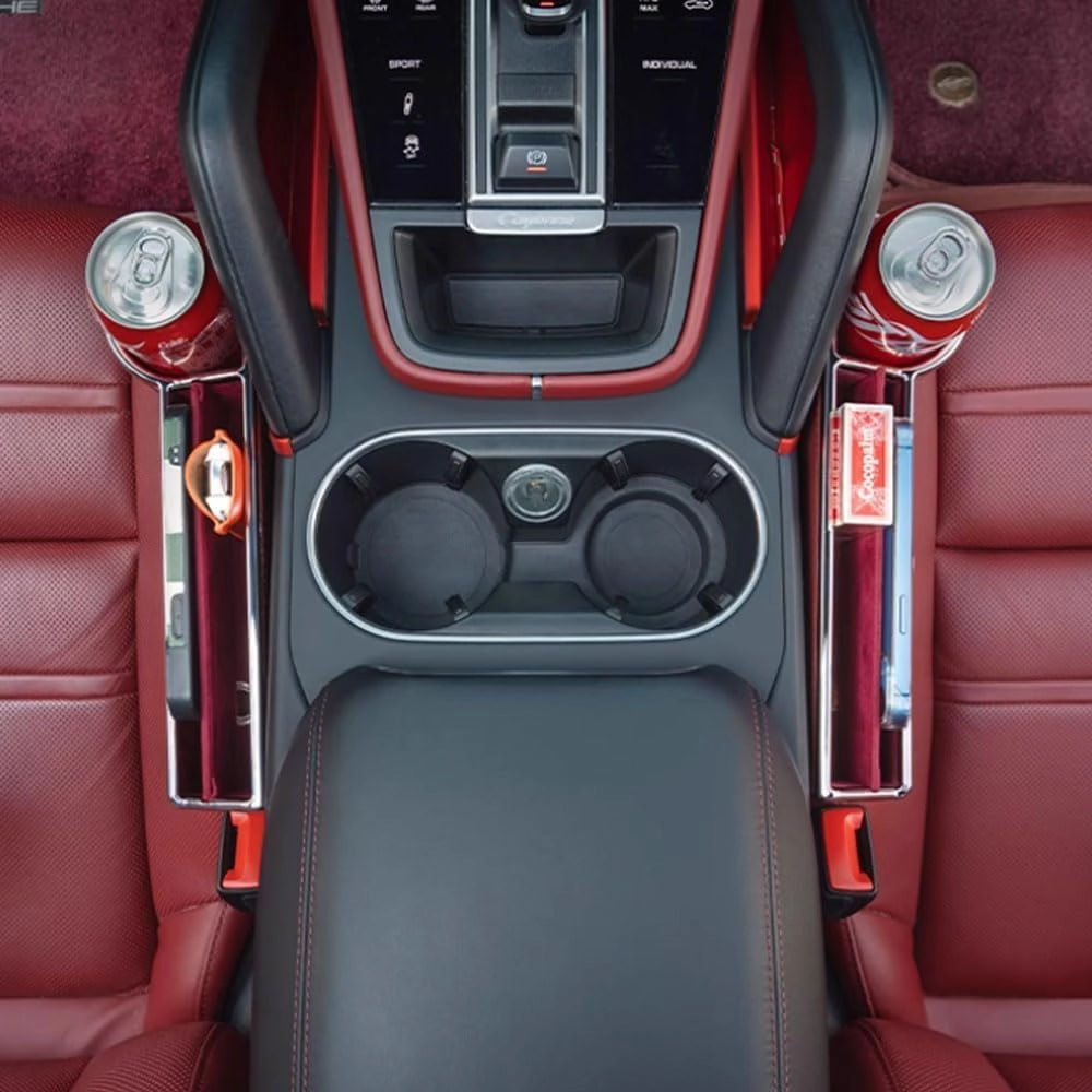 Car Seat Storage Box for Bentley Continental Flying Spur Bentayga Series Car Seat Gap Organizer Seat Side Bag Reserved Charging Cable Hole Car Accessories,Orange