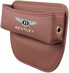 Car Seat Storage Box for Bentley Mulsanne Bentayga Flying Spur Continental Series Car Seat Gap Organizer Seat Side Bag Reserved Charging Cable Hole Car Accessories,Light Coffee Color