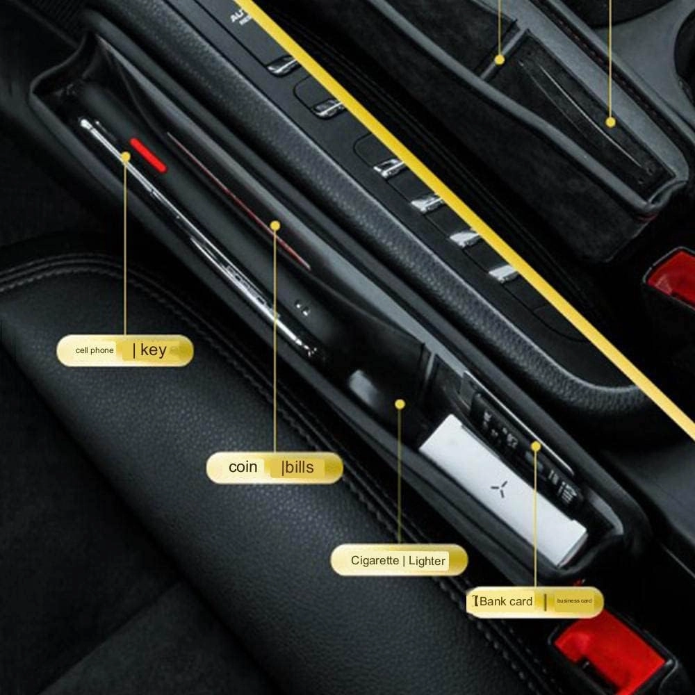 Car Seat Storage Box for Citroen C1/Citroen C2/Citroen C3/Citroen C4 Series Car Seat Gap Organizer Seat Side Bag Reserved Charging Cable Hole Car Accessories,One Piece-Black