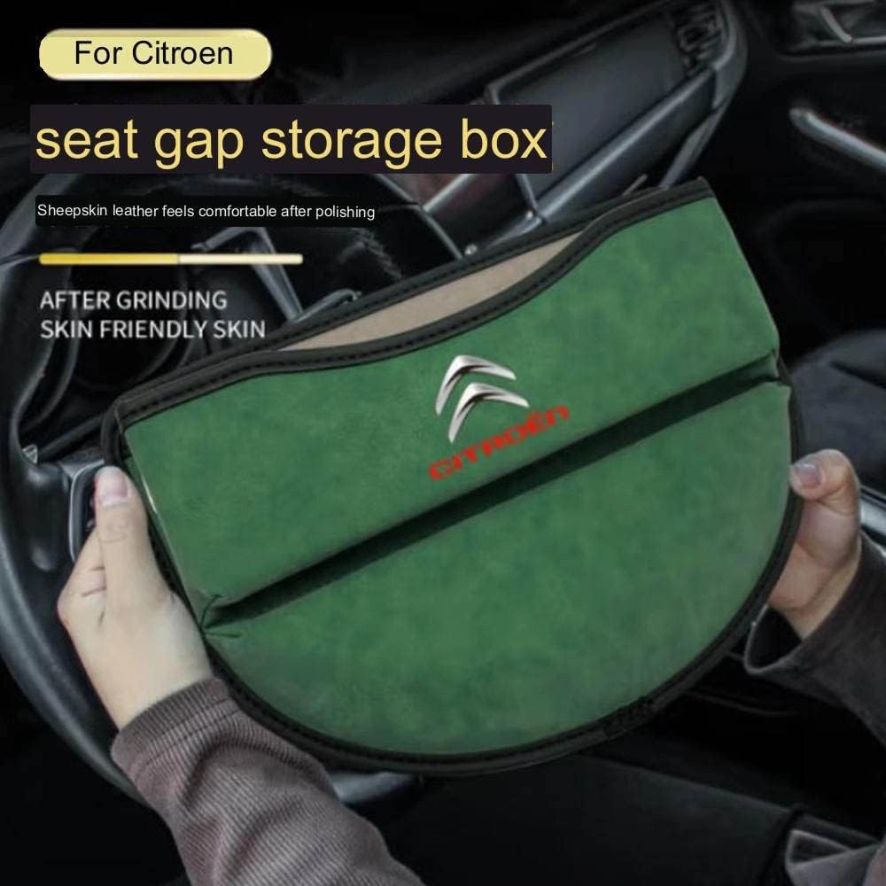 Car Seat Storage Box for Citroen C1/Citroen C2/Citroen C3/Citroen C4 Series Car Seat Gap Organizer Seat Side Bag Reserved Charging Cable Hole Car Accessories,One Piece-Black