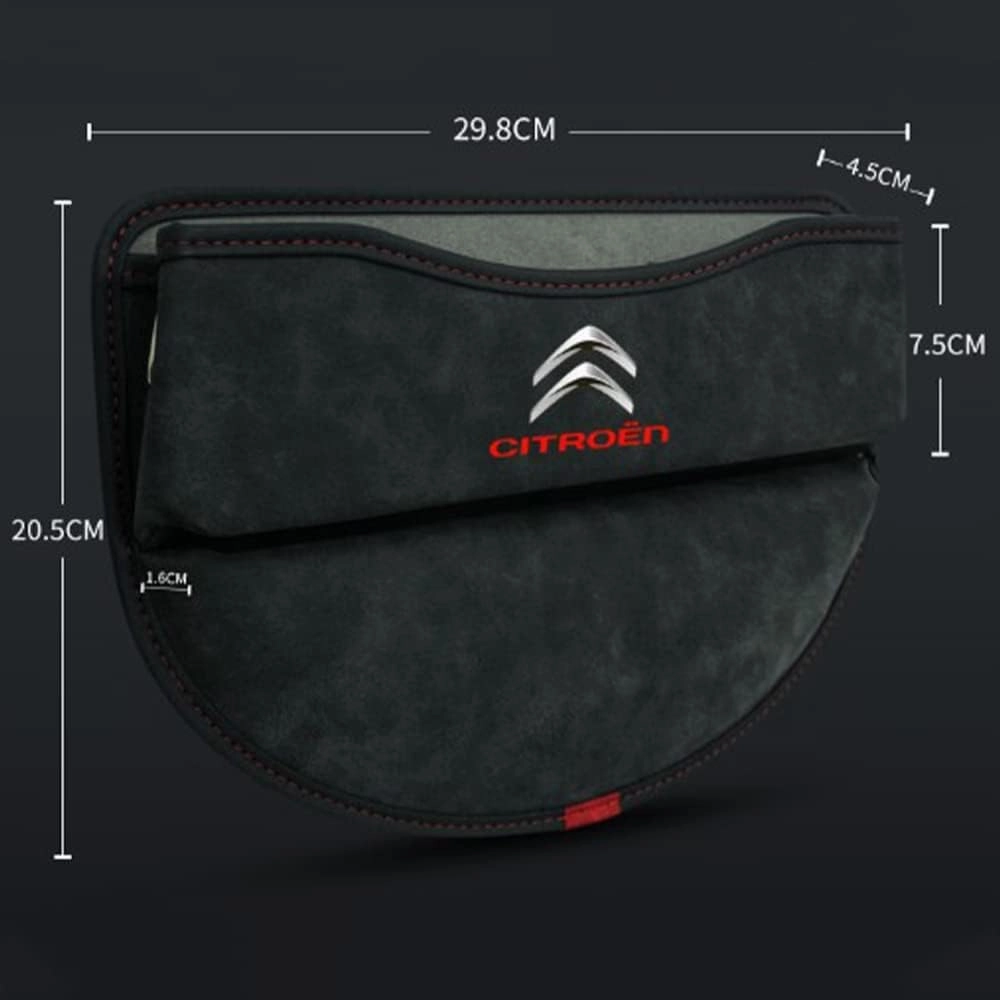 Car Seat Storage Box for Citroen C1/Citroen C2/Citroen C3/Citroen C4 Series Car Seat Gap Organizer Seat Side Bag Reserved Charging Cable Hole Car Accessories,One Piece-Black