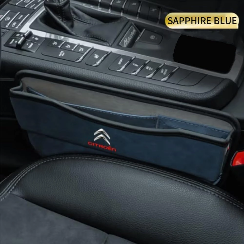 Car Seat Storage Box for Citroen C1/Citroen C2/Citroen C3/Citroen C4 Series Car Seat Gap Organizer Seat Side Bag Reserved Charging Cable Hole Car Accessories,One Piece-Black
