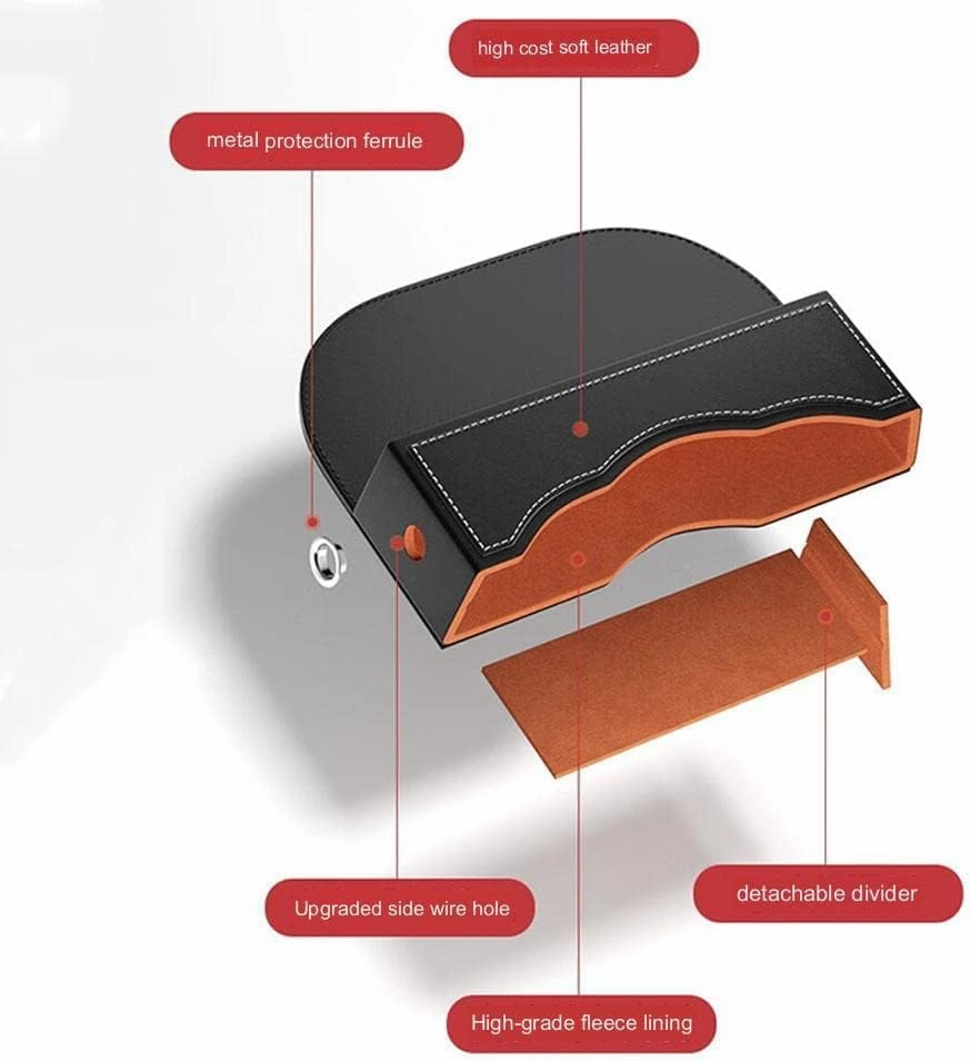 Car Seat Storage Box for Citroen C5/Citroen C6/Citroen C8/AMI X Series Car Seat Gap Organizer Seat Side Bag Reserved Charging Cable Hole Car Accessories, Two Pieces-C