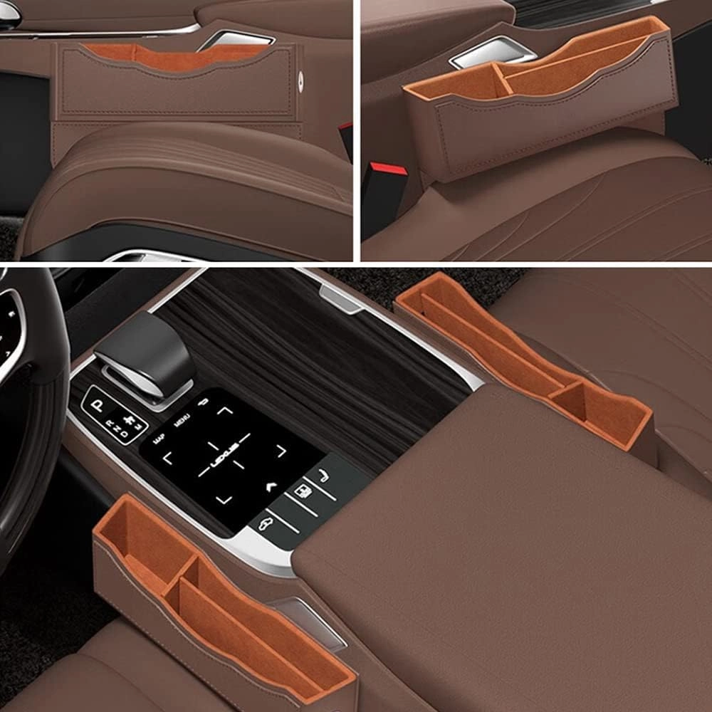Car Seat Storage Box for Citroen C5/Citroen C6/Citroen C8/AMI X Series Car Seat Gap Organizer Seat Side Bag Reserved Charging Cable Hole Car Accessories, Two Pieces-C