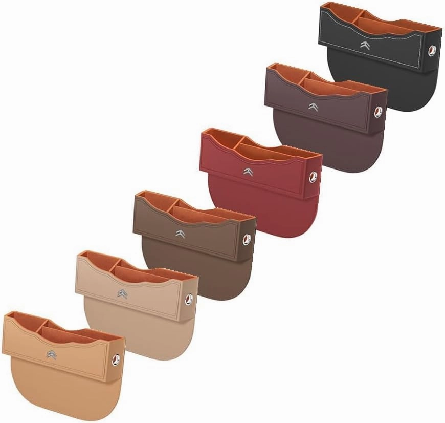 Car Seat Storage Box for Citroen C5/Citroen C6/Citroen C8/AMI X Series Car Seat Gap Organizer Seat Side Bag Reserved Charging Cable Hole Car Accessories, Two Pieces-C