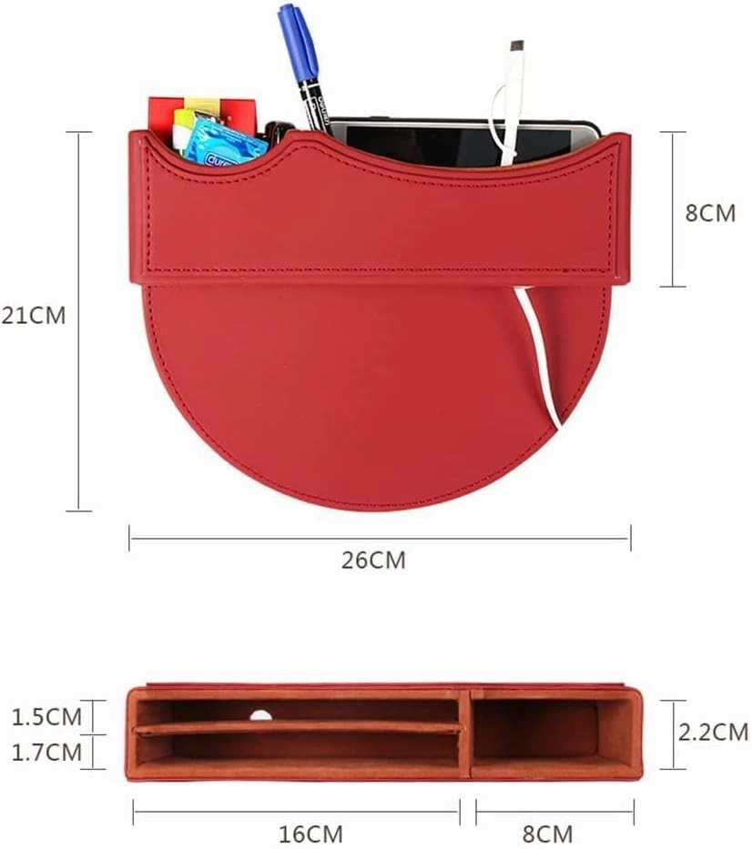 Car Seat Storage Box for Ferrari 812/612/575/360 Series Car Seat Gap Organizer Seat Side Bag Reserved Charging Cable Hole Car Accessories,One Piece-Black