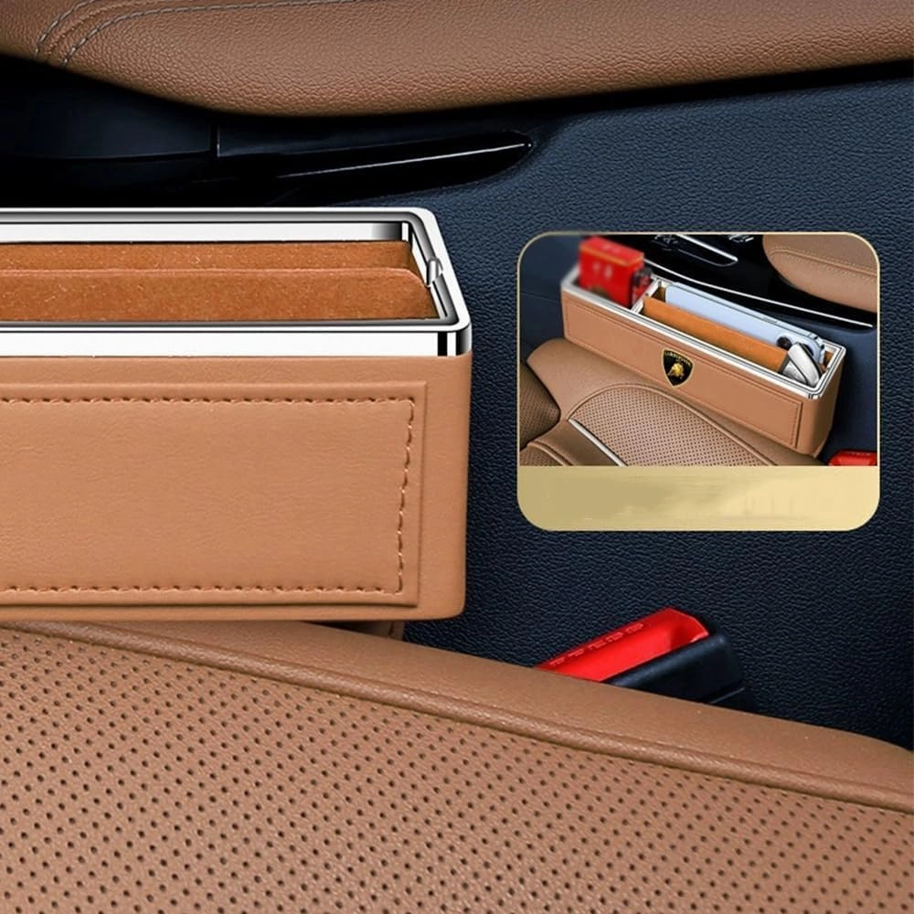Car Seat Storage Box for Lamborghini Gallardo Aventador Huracan Urus Reventon Series Car Seat Gap Organizer Seat Side Bag Reserved Charging Cable Hole Car Accessories,Black