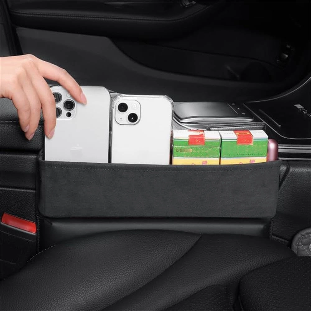 Car Seat Storage Box for Maserati Bora/Indy/Khamsin/Merak/Kyalami Series Car Seat Gap Organizer Seat Side Bag Reserved Charging Cable Hole Car Accessories,One Piece-Light Brown