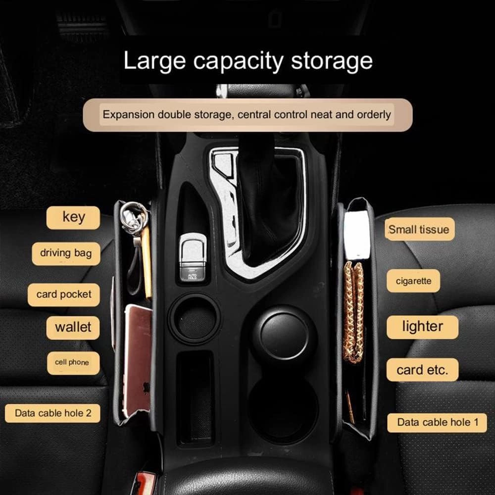 Car Seat Storage Box for Maserati Bora/Indy/Khamsin/Merak/Kyalami Series Car Seat Gap Organizer Seat Side Bag Reserved Charging Cable Hole Car Accessories,One Piece-Light Brown