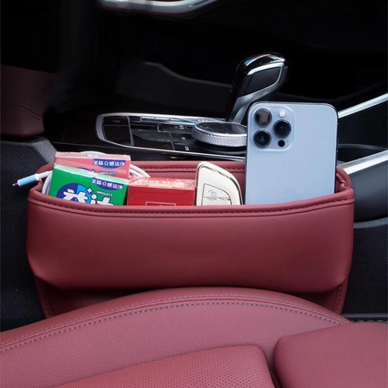 Car Seat Storage Box for Maserati Ghibli GranTurismo Levante Quattroporte MC20 Series Car Seat Gap Organizer Seat Side Bag Reserved Charging Cable Hole Car Accessories,Light Brown