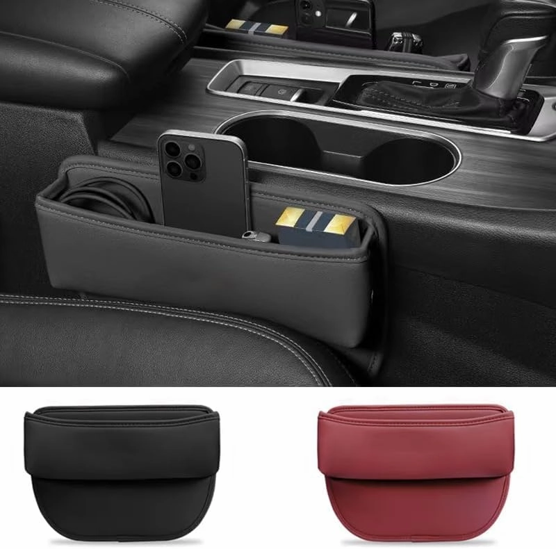 Car Seat Storage Box for Maserati Ghibli GranTurismo Levante Quattroporte MC20 Series Car Seat Gap Organizer Seat Side Bag Reserved Charging Cable Hole Car Accessories,Light Brown