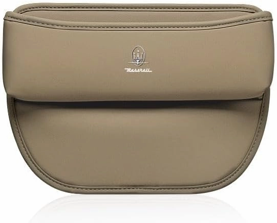 Car Seat Storage Box for Maserati Ghibli GranTurismo Levante Quattroporte MC20 Series Car Seat Gap Organizer Seat Side Bag Reserved Charging Cable Hole Car Accessories,Light Brown