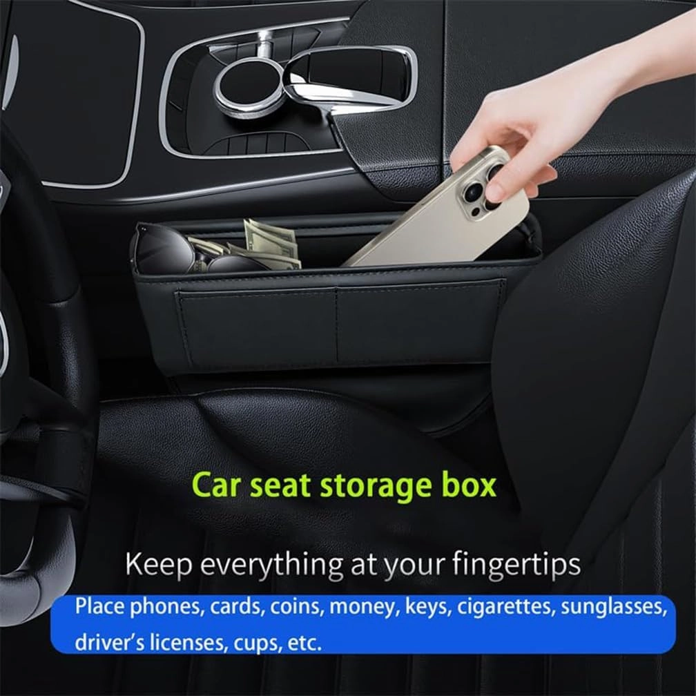 Car Seat Storage Box for Mitsubishi Outlander Pajero ASX Series Car Seat Gap Organizer Seat Side Bag Reserved Charging Cable Hole Car Accessories,Orange-B