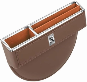 Car Seat Storage Box for Rolls-Royce Phantom Ghost Cullinan Wraith Dawn Series Car Seat Gap Organizer Seat Side Bag Reserved Charging Cable Hole Car Accessories,Brown