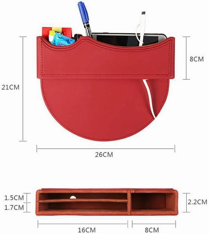Car Seat Storage Box for Suzuki Ignis Jimny Vitara Across Swace Swift SX4 Series Car Seat Gap Organizer Seat Side Bag Reserved Charging Cable Hole Car Accessories, Two Pieces-Beige