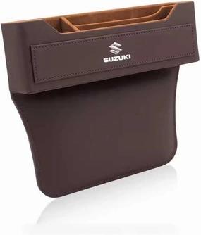 Car Seat Storage Box for Suzuki Swift Sx4 Vitara Jimny S-Cross Swift Series Car Seat Gap Organizer Seat Side Bag Reserved Charging Cable Hole Car Accessories,One Piece-Brown