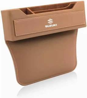 Car Seat Storage Box for Suzuki Swift Sx4 Vitara Jimny S-Cross Swift Series Car Seat Gap Organizer Seat Side Bag Reserved Charging Cable Hole Car Accessories,One Piece-Brown