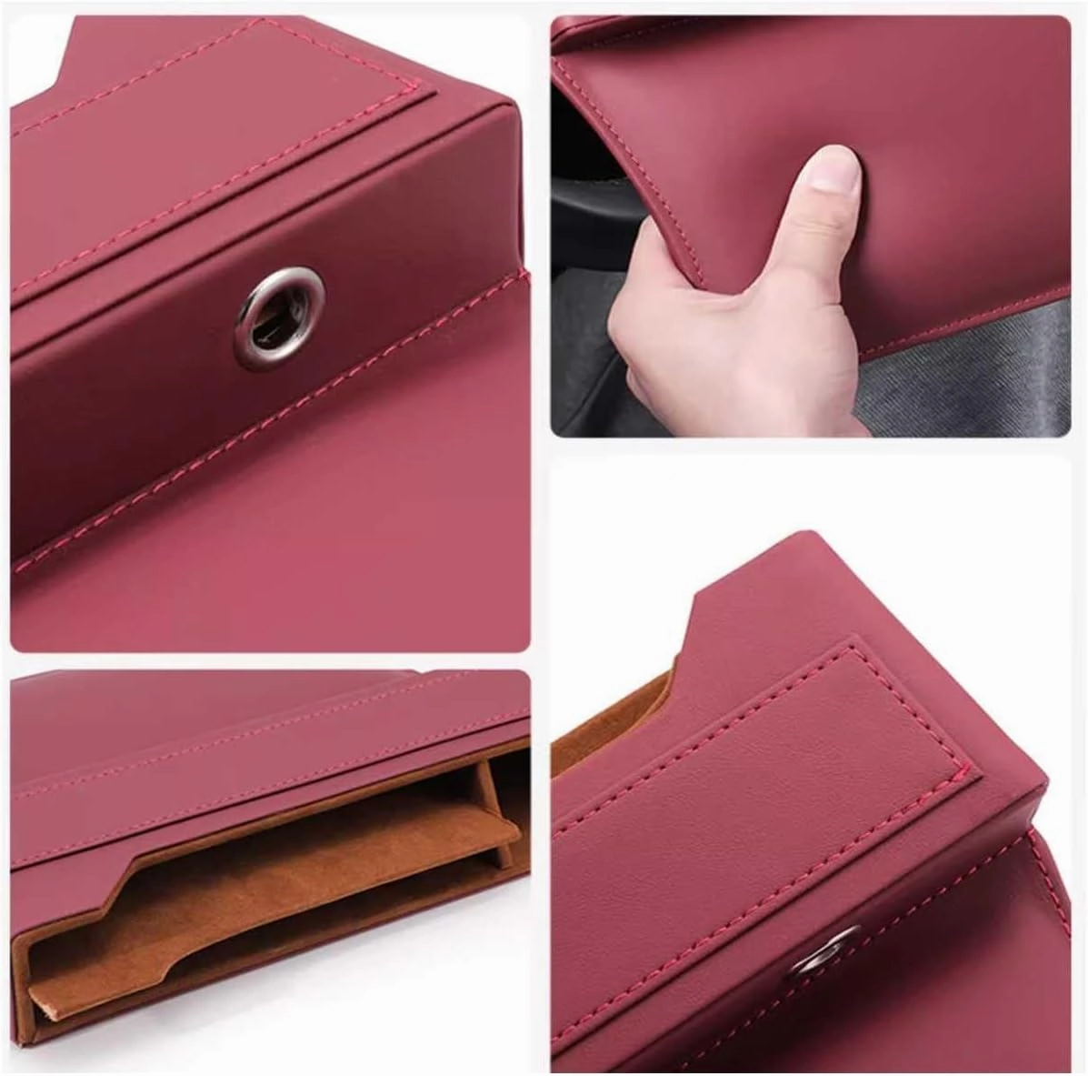 Car Seat Storage Box for Suzuki Swift Sx4 Vitara Jimny S-Cross Swift Series Car Seat Gap Organizer Seat Side Bag Reserved Charging Cable Hole Car Accessories,One Piece-Brown