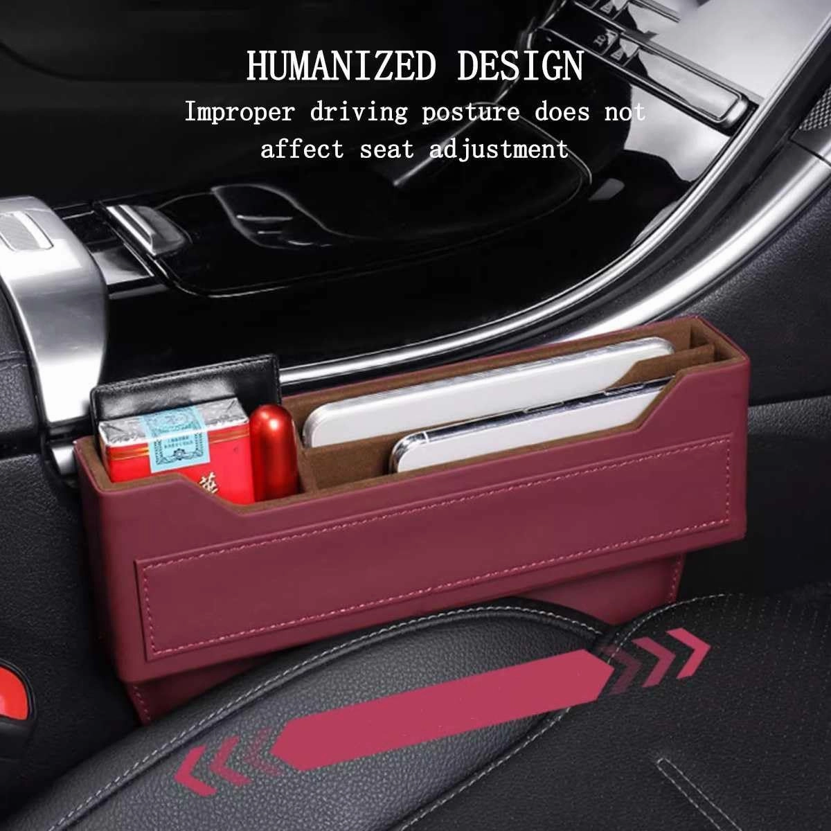 Car Seat Storage Box for Suzuki Swift Sx4 Vitara Jimny S-Cross Swift Series Car Seat Gap Organizer Seat Side Bag Reserved Charging Cable Hole Car Accessories,One Piece-Brown