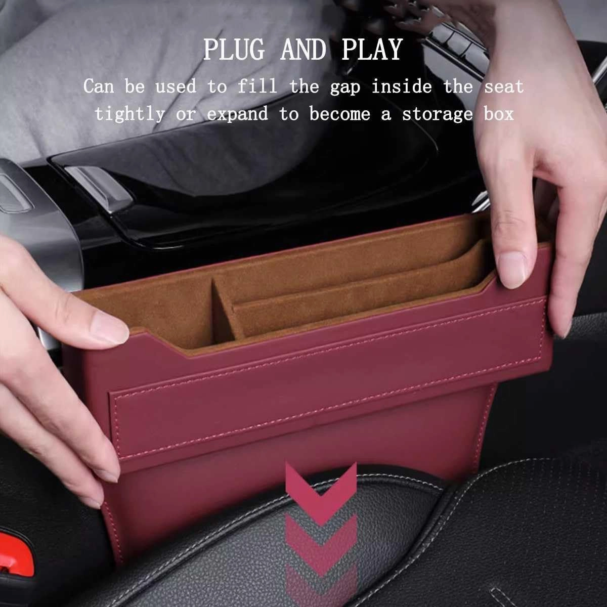 Car Seat Storage Box for Suzuki Swift Sx4 Vitara Jimny S-Cross Swift Series Car Seat Gap Organizer Seat Side Bag Reserved Charging Cable Hole Car Accessories,One Piece-Brown