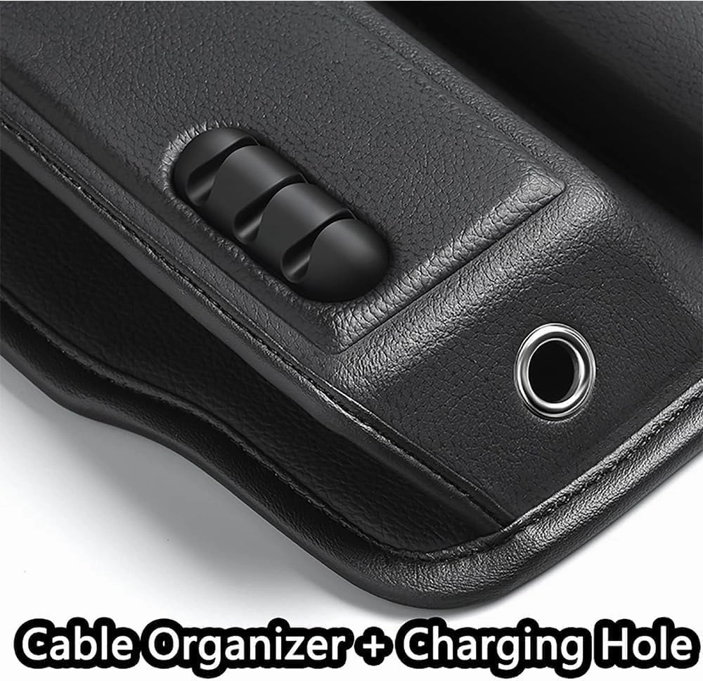 Car Seat Storage Box for Volvo XC60/S90/S60 Series Car Seat Gap Organizer Seat Side Bag Reserved Charging Cable Hole Car Accessories,Black