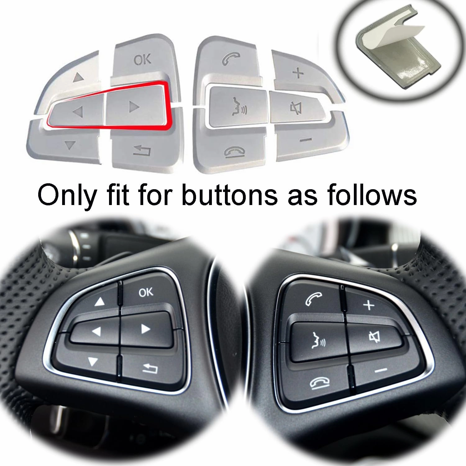 Car Steering Wheel Buttons Trim Cover Sticker for Mercedes Benz A B CLA GLA GLE (Option B)