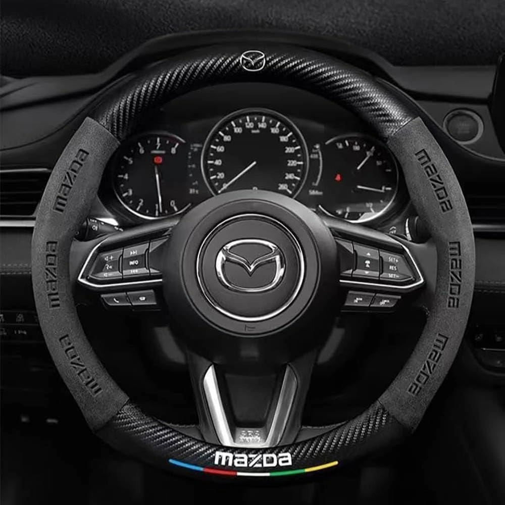 Car Steering Wheel Covers for Mazda Biante 2008-2018,Anti Slip Breathable Protective Cover Durable Protector Set Interior Decoration Accessories,Black