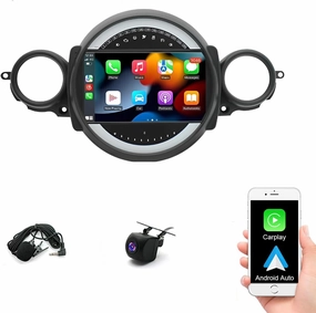 Car Stereo Radio for Mini Cooper R56 2007-2014，9” Touch Screen Car Radio Receiver with Wireless/Wired Carplay Android Auto GPS Navigation Head Unit Bluetooth WiFi Rear Camera - 2G 32G