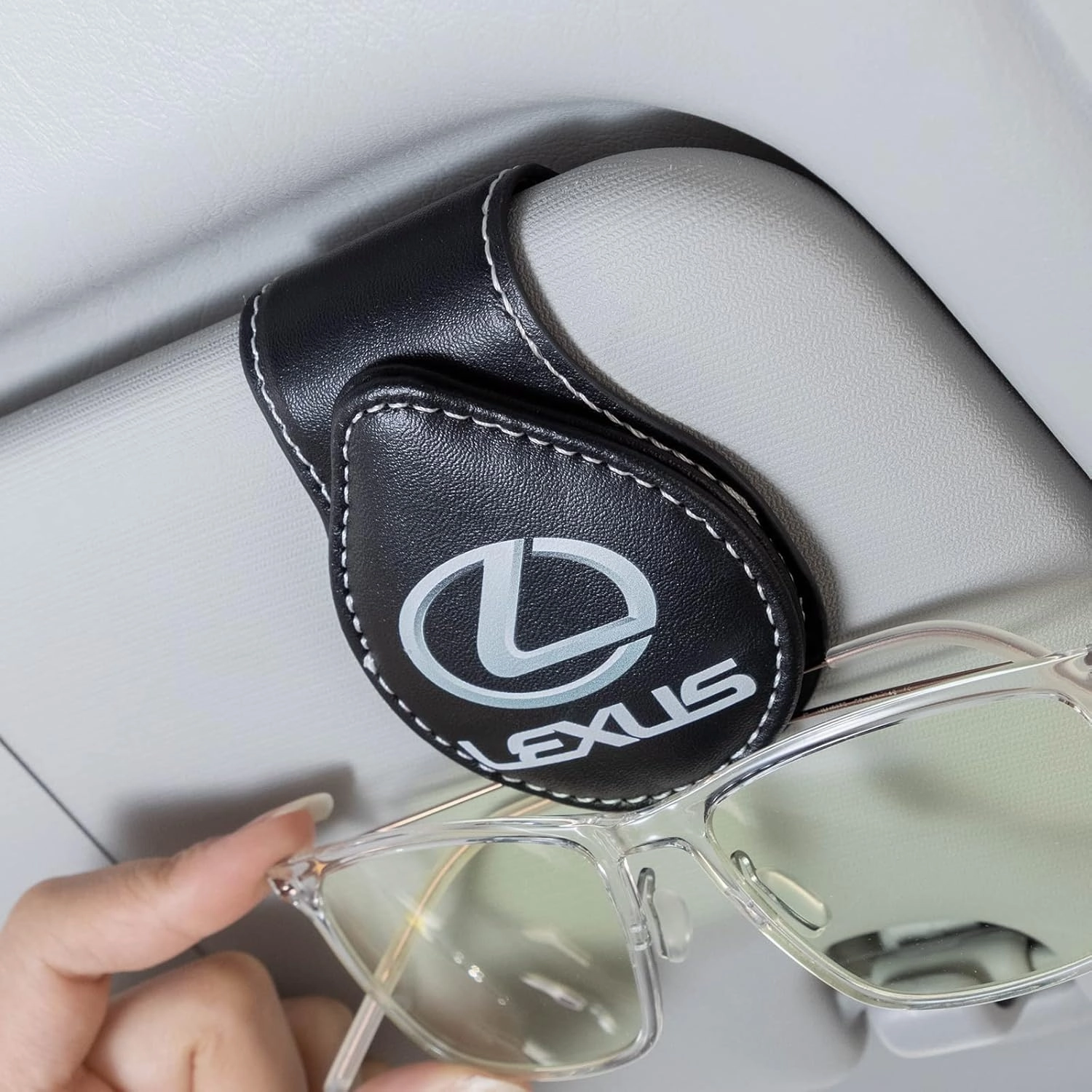 Car Sunglass Holder, Eyeglass Holder for Lexus GS NX RX GX RC ES UX LX LS, Sunglass Hanger Mount for Car Sun Visor, Interior Accessories, Black