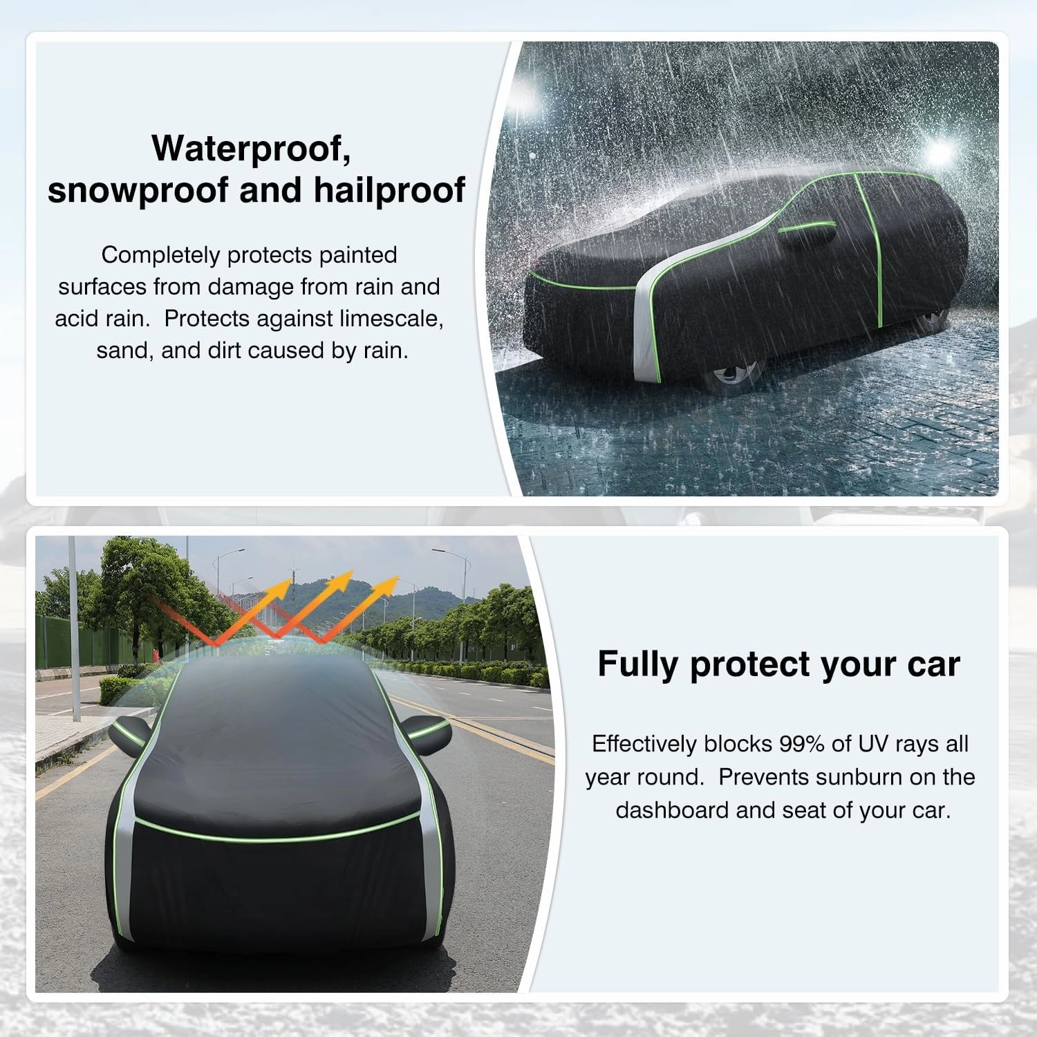 Cartist Full Car Cover Fits for Chrysler Pacifica 1999-2024 2025 Accessories All Weather Car Covers Outdoor for Pacifica Waterproof Anti UV with Zipper & Reflective Safety Strips