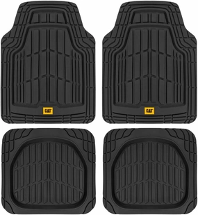 CAT® ToughRide™ Heavy-Duty 4 Piece Black Floor Mats for Cars - Trim to Fit All-Weather Rubber Car Mats Full Set - Truck Mats & Car Floor Mats - Interior Accessories for SUVs & Car Rug Protection