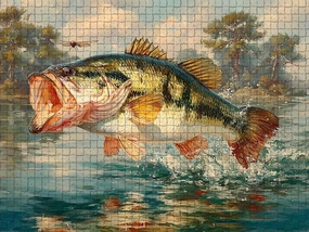 Challenging and Action Jigsaw Game Featuring Largemouth Bass Fishing Action 1000 Piece Puzzle for Adults and Anglers Nature Lovers Wall Decor and Family Fun Gift