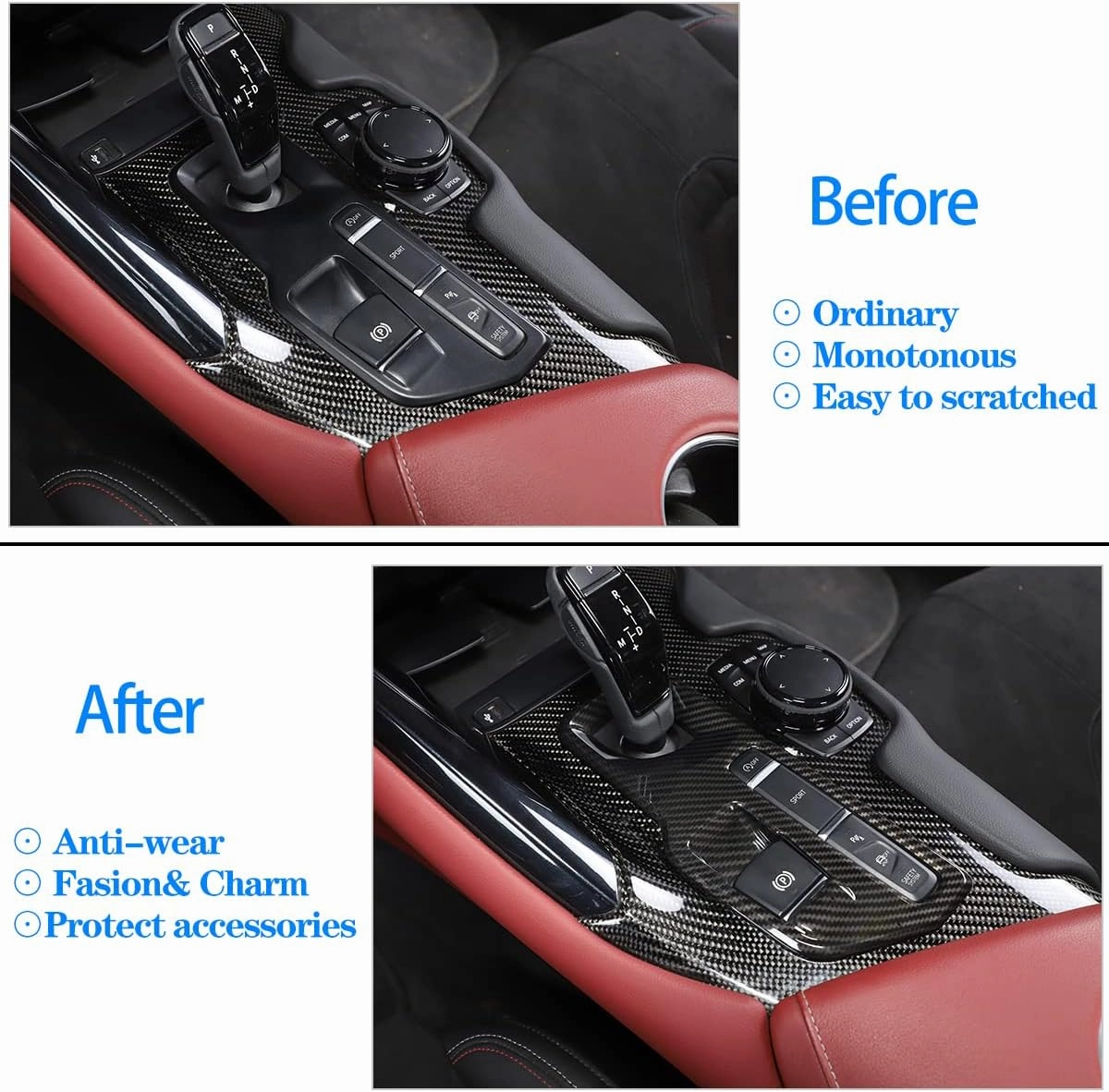 CHEAYAR Fit for Toyota Supra GR A90 A91 MK5 2019-2022 Gear Shift Panel Trim Cover, Gear Shift Console Anti-Scratch Panel Protector Frame Cover Made of ABS (Carbon Fiber Pattern)