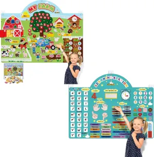 CHEFAN Farm Animals Felt Story Board and Alphabet Letter Felt Board